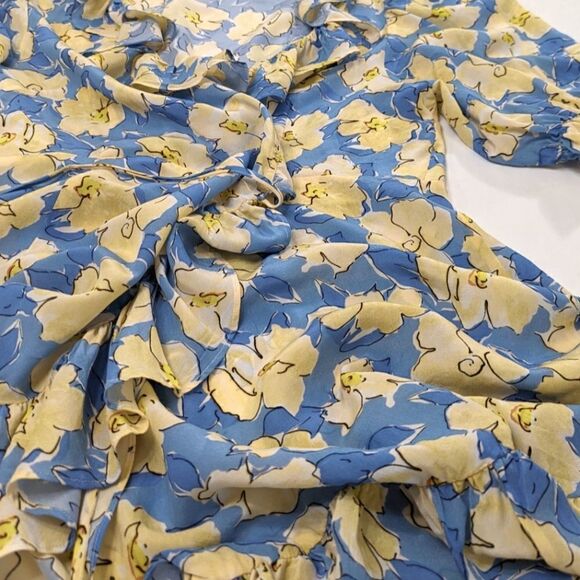 Rixo Silk Floral Wrap Mini Dress - Picture 6 of 9